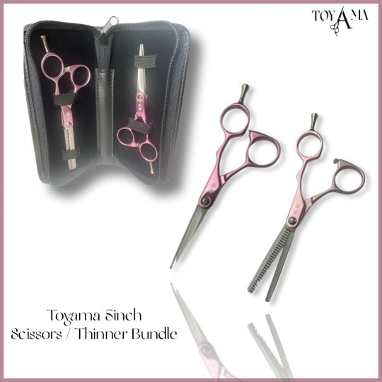 Toyama Light XB Set Pink (Scissor/Thinner) 5.5" Japanese Steel Scissor Set- Great Affordable Hair Dressing Scissors