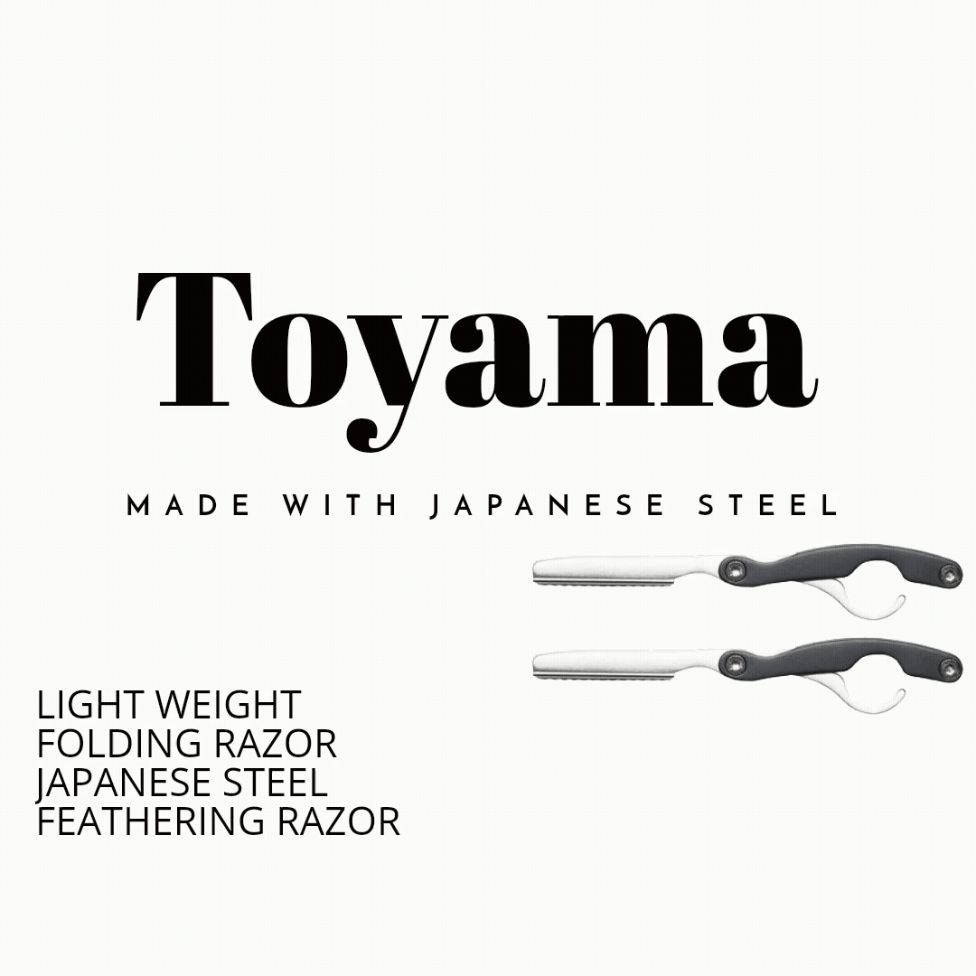 Toyama Professional Folding Razor Aluminium - Silver/ Black-- Made with Japanese Steel