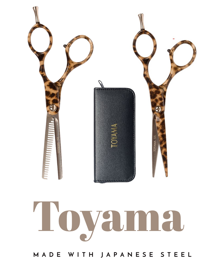 Toyama Leopard Design- 5.5"  (Scissor/Thinner) 5.5"- Japanese Steel Scissor Set- Great Affordable Hair Dressing Scissor Set