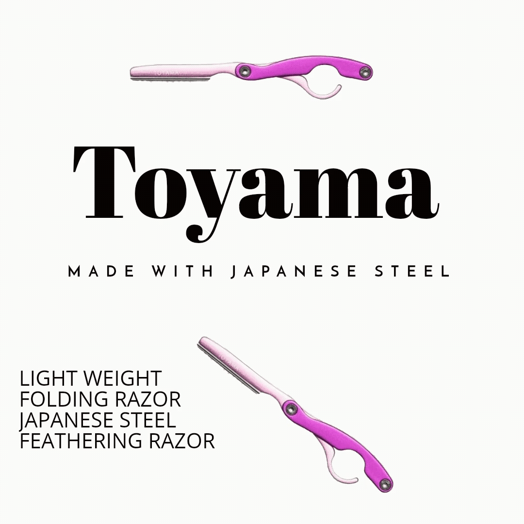 Toyama Professional Folding Razor Aluminium - Pink/Purple- Made with Japanese Steel