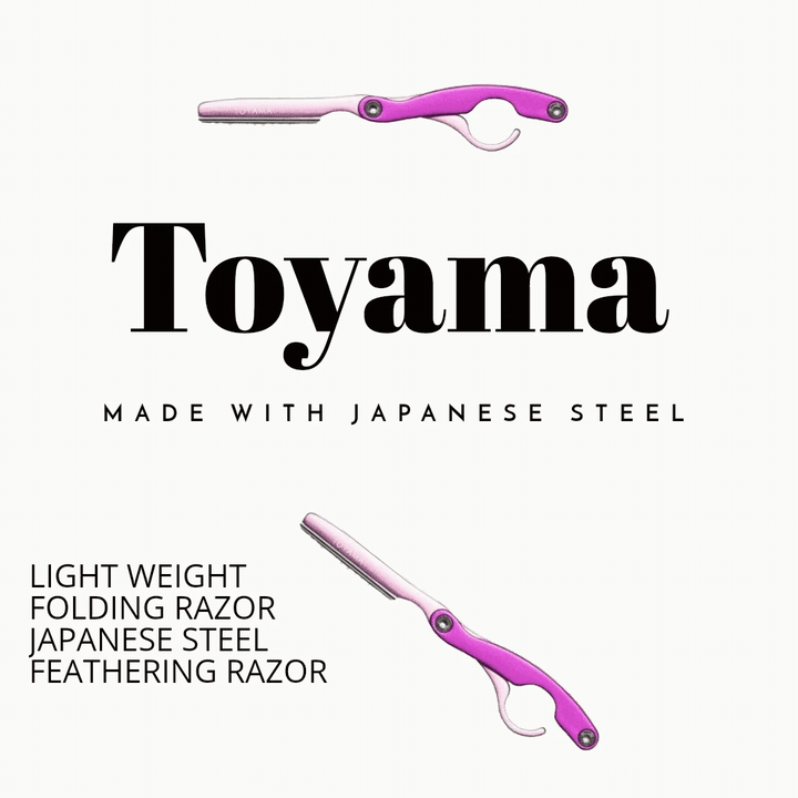 Toyama Professional Folding Razor Aluminium - Pink/Purple- Made with Japanese Steel