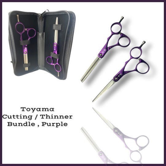 Toyama Light XB Set Purple (Scissor/Thinner) 5.5"- Japanese Steel Scissor Set- Great Affordable Hair Dressing Scissors