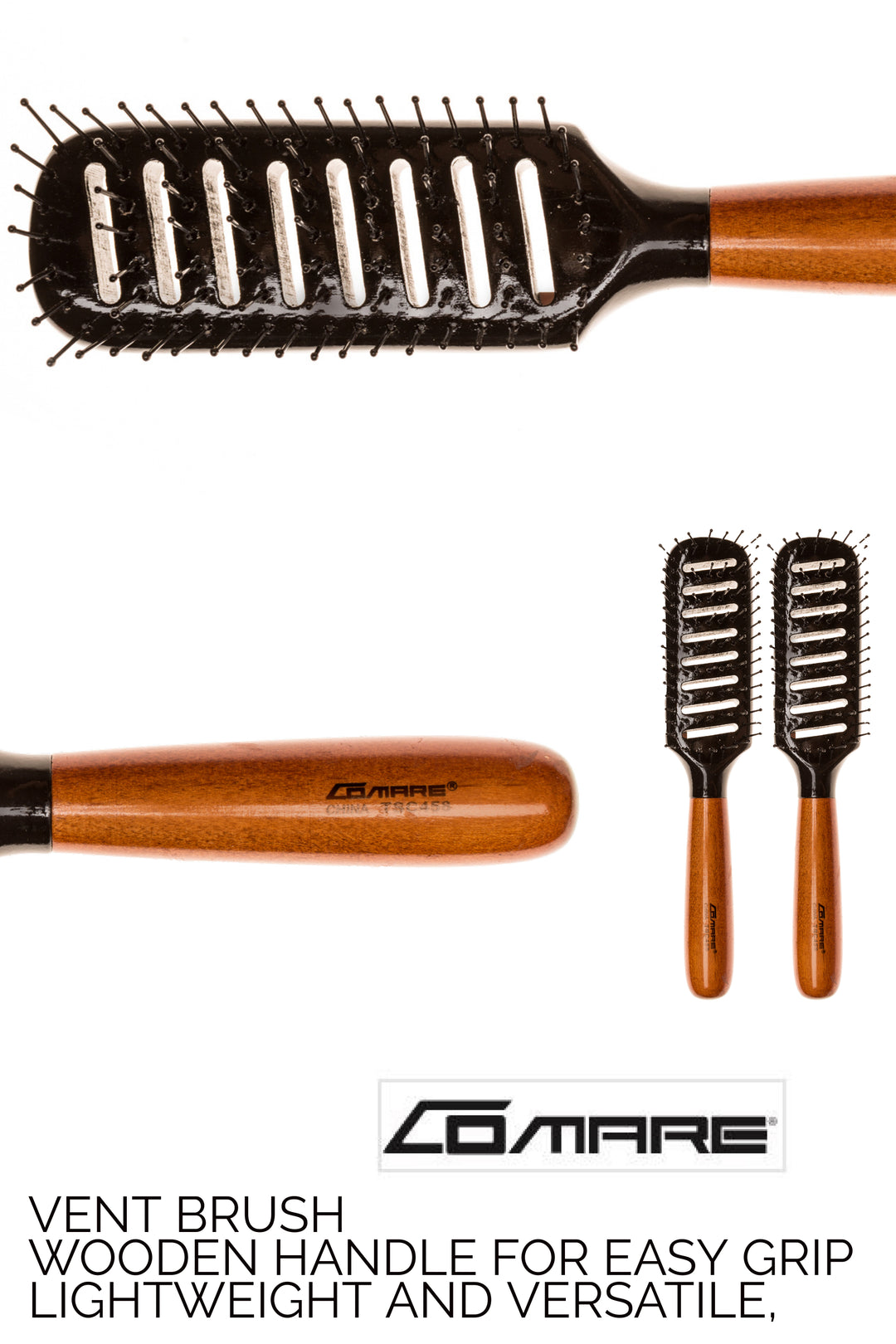 Comare-   Vent Brush, Wet Hair Brush - Wooden and Lightweight Handle