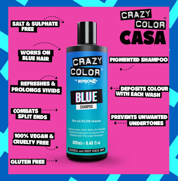 Crazy Color - Coloured Shampoo- Blue/ Red/ Purple/ Pink