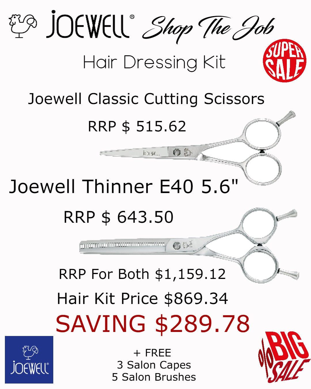 Joewell Classic Scissors and Joewell E40 Thinner- Hair Dressing KIT