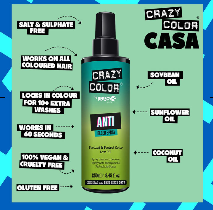 Crazy Colour - Anti Bleed Spray- Crazy Colour Anti Bleed Spray Prolong & Protect Color Ph 250Ml