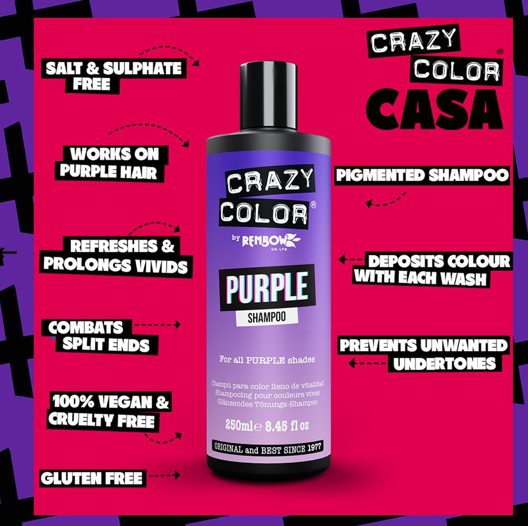 Crazy Color - Coloured Shampoo- Blue/ Red/ Purple/ Pink