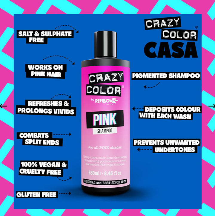 Crazy Color - Coloured Shampoo- Blue/ Red/ Purple/ Pink