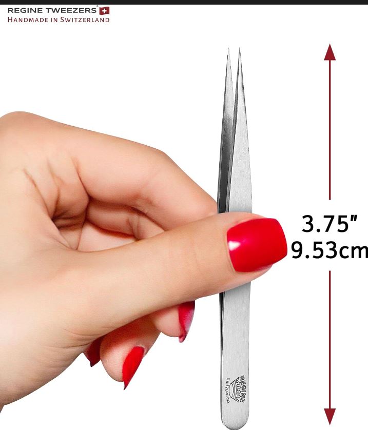 Regine Switzerland Splinter Tweezer - Handmade in Switzerland - Professional Precision Pointed Tweezer for Ingrown Hair, Splinter and Glass Removal - Stainless Steel