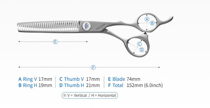 Matsukaze Hand-Crafted ANGEL-2329 6.0" FLT 23% Cut, 29 Teeth Offset Handle Thinner