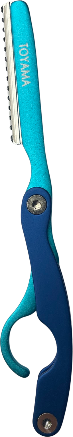 Toyama Professional Folding Razor Aluminium - Blue-- Made with Japanese Steel