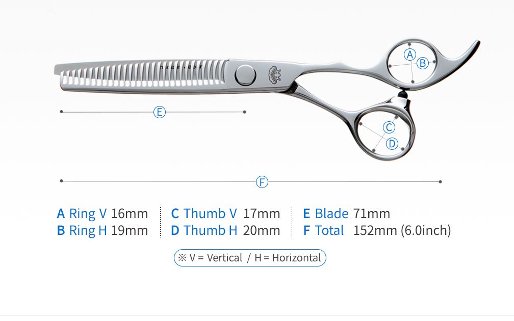 Matsukaze M3-3029 Thinning 6.0" FLT 30% Cut, 29 Teeth Offset Handle Thinner