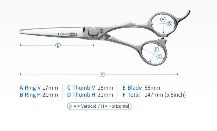 Matsukaze MK-58 5.8" SPN Semi-Offset Convex Hair Cutting Scissors