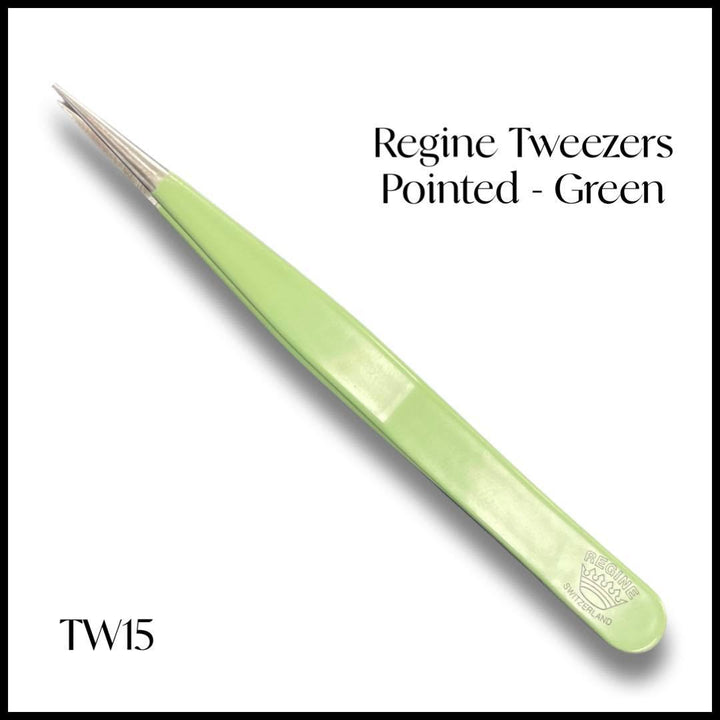 Regine Point Tweezers Mixed Colours- Regine Switzerland Splinter Tweezer - Handmade in Switzerland - Professional Precision Pointed Tweezer for Ingrown Hair, Splinter and Glass Removal - Stainless Steel